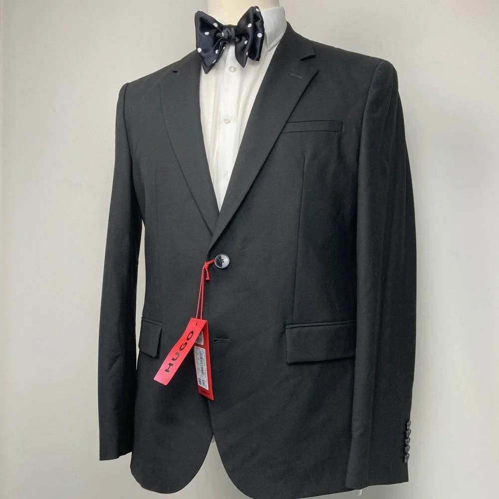 Hugo Boss Mens Modern fit Sport Coat Blazer 38R Black Solid Stretch